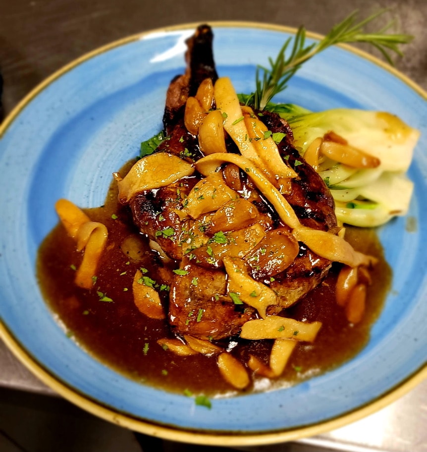 Roasted duck with Hamakua mushrooms and rich jus — FORC Restaurant Waimea