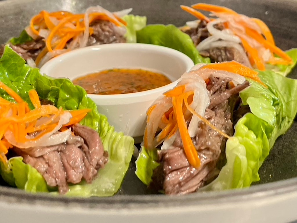 Fresh lettuce wraps with Big Island ingredients — FORC Restaurant